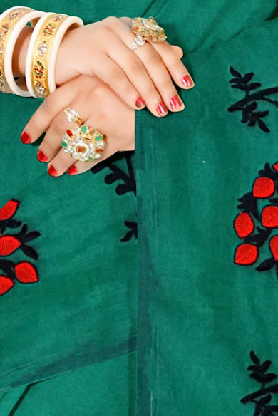 Green Blended Cotton Mayuri Hand Hand Loom Saree (1114)